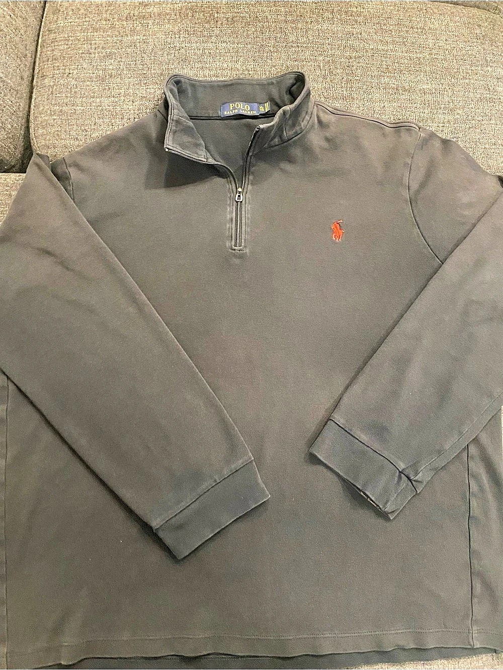 Polo Ralph Lauren Cotton Quarter-Zip Pullover Men's XL Black